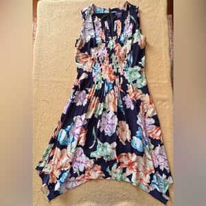 NYDJ Floral Sleeveless Dress - Navy and Multicolor